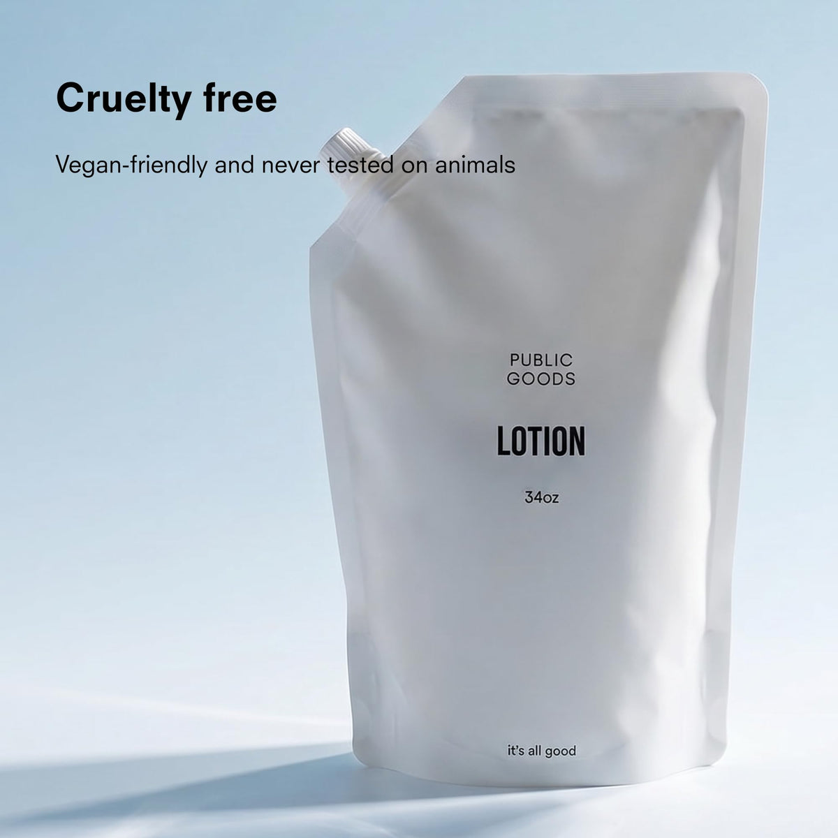 Public Goods lotion creamy texture close-up showing smooth absorption benefit
