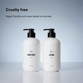 Public Goods lotion texture close-up showing creamy consistency for fast absorption