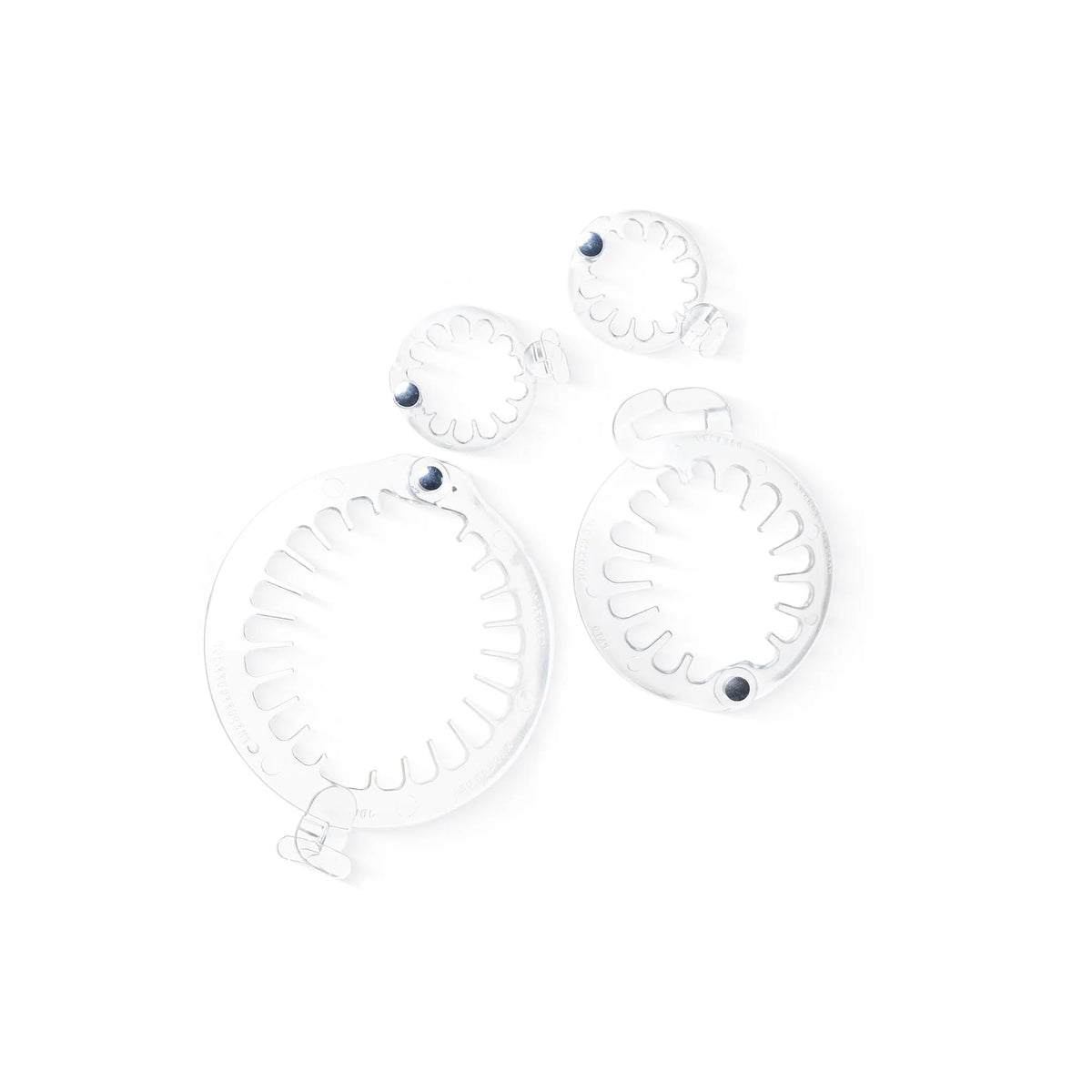 PuffCuff clear goodie pack front view showing three sizes and compact packaging benefit