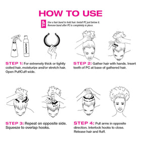 PuffCuff holding a large puff in natural hair demonstrating secure damage-free hold