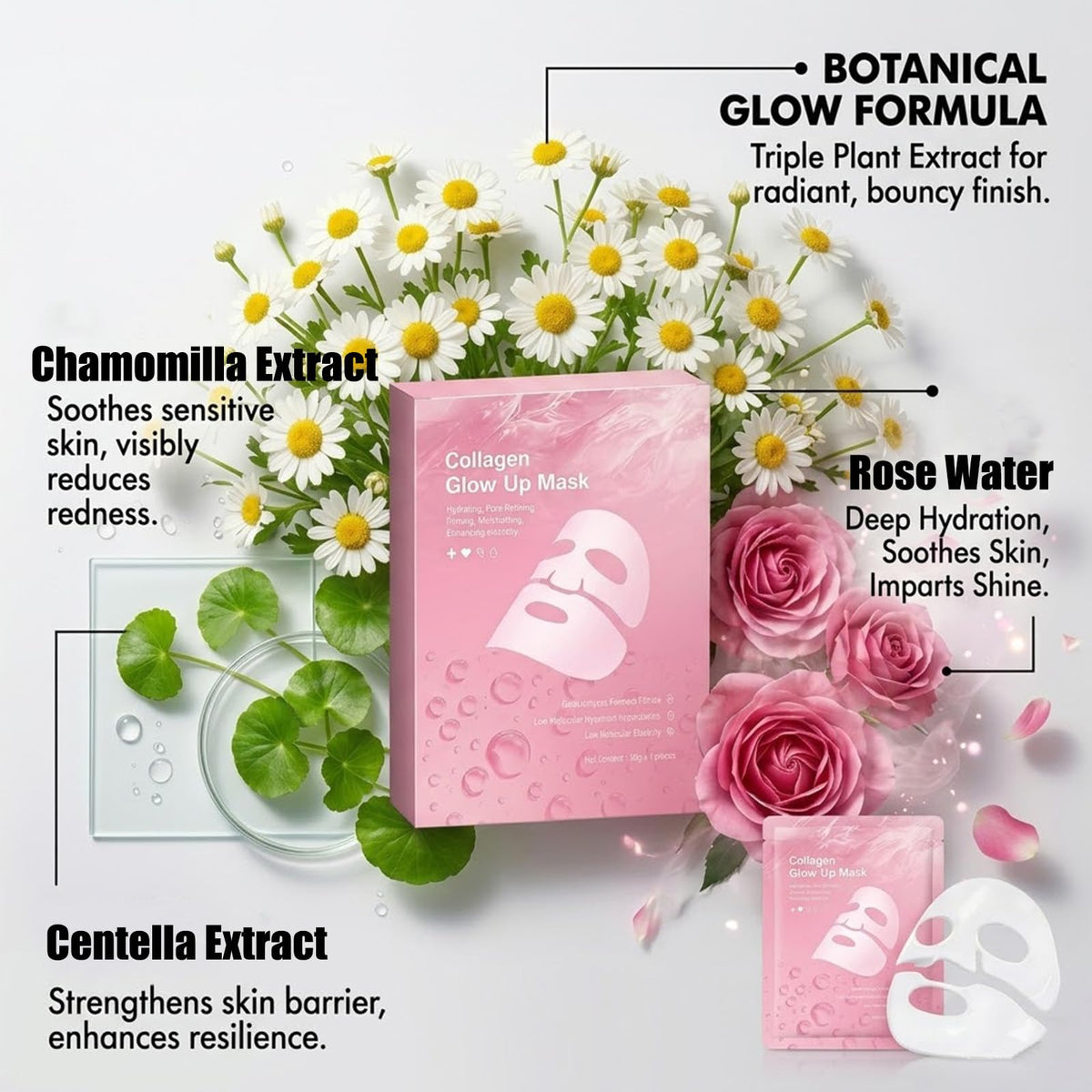 Puisa mask held in hand to show true size and easy application benefit
