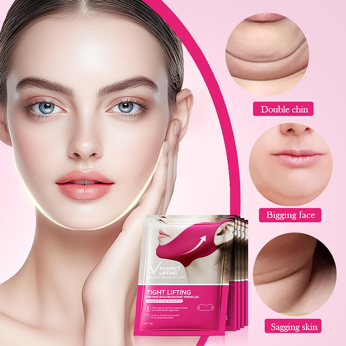 punkten mask applied under chin demonstrating secure fit and visible lifting support