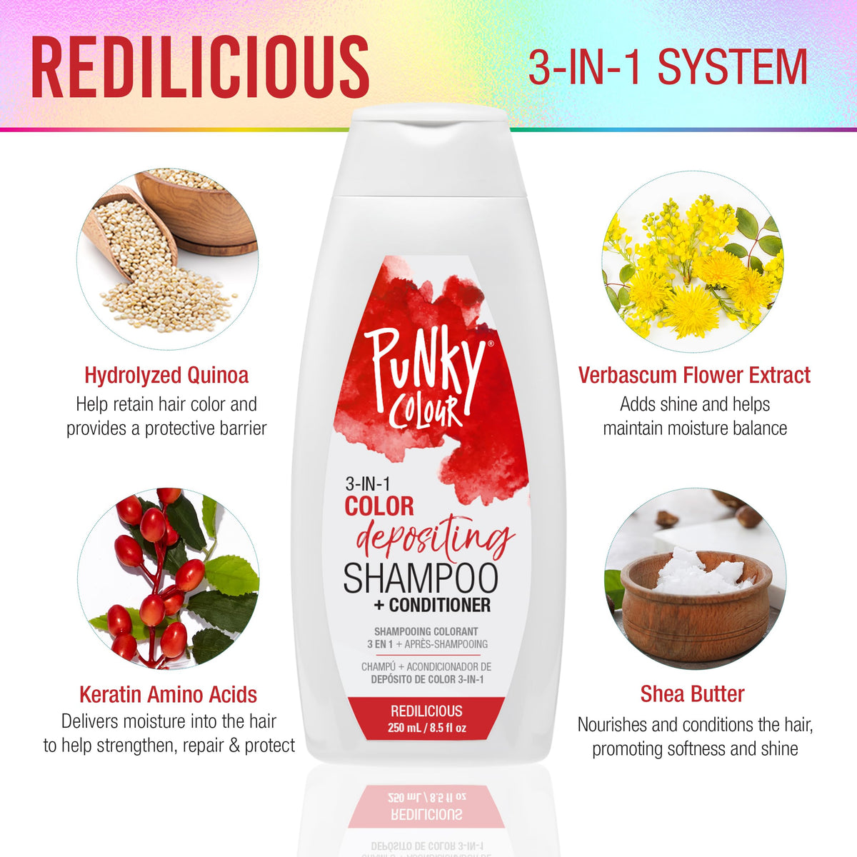 Punky applying redilicious to damp hair for instant color refresh benefit