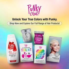 Punky bottle next to ruler showing 8.5 fl oz size and travel-friendly benefit