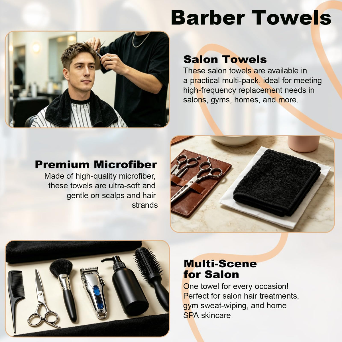 Puomue folded stack on salon counter conveying organized supply