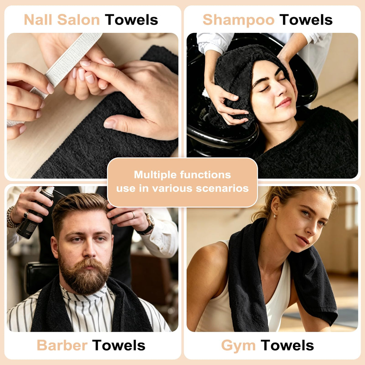 Puomue towels styled in spa bathroom suggesting clean, professional look