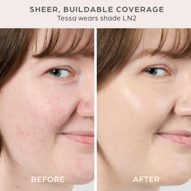 PÜR MINERALS application with fingers demonstrating easy blending and coverage