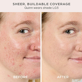 PÜR MINERALS applying tint with fingers to face for quick, mess-free coverage