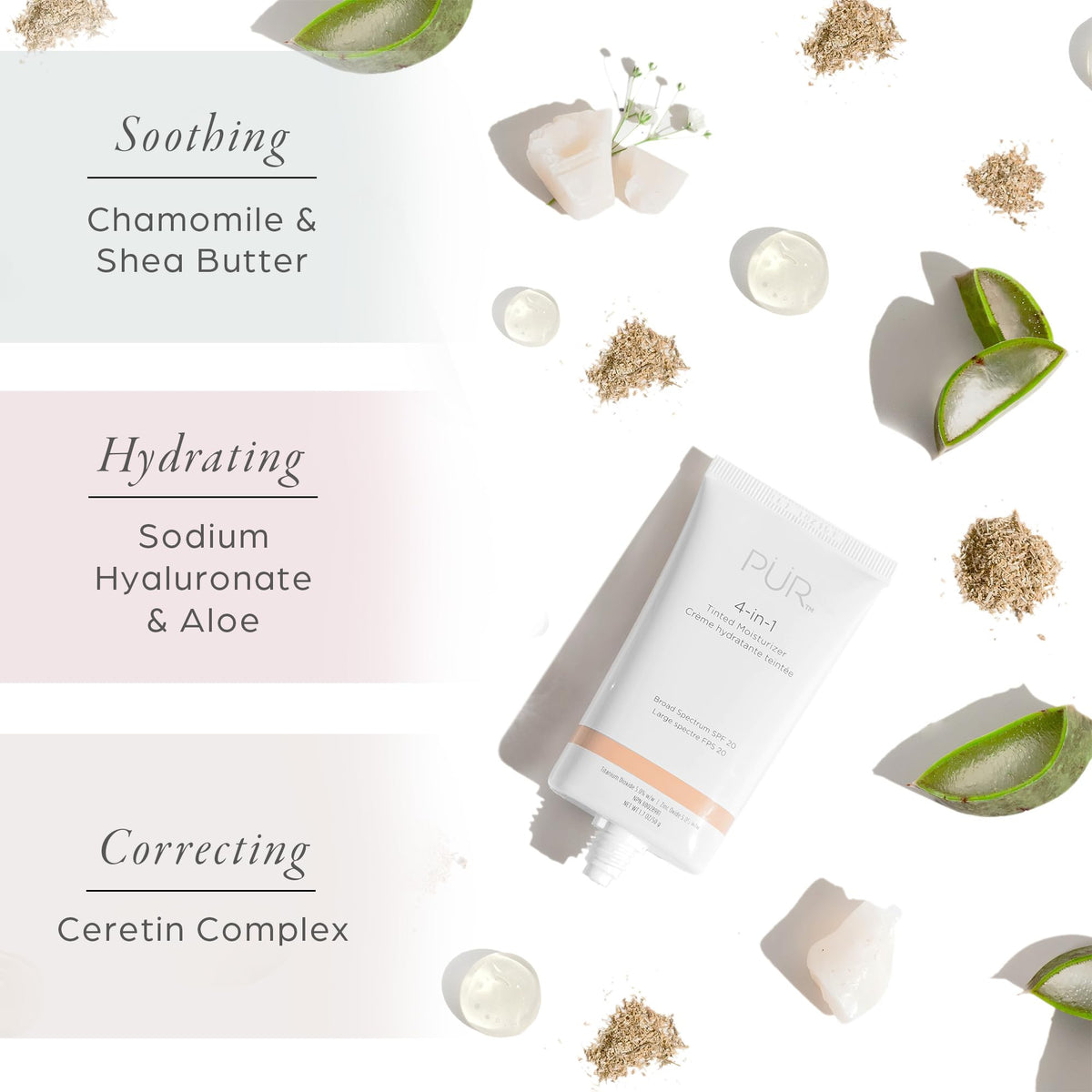 PÜR MINERALS applied on cheek demonstrating natural coverage benefit