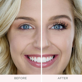 PÜR MINERALS before and after lash comparison highlighting volumizing effect