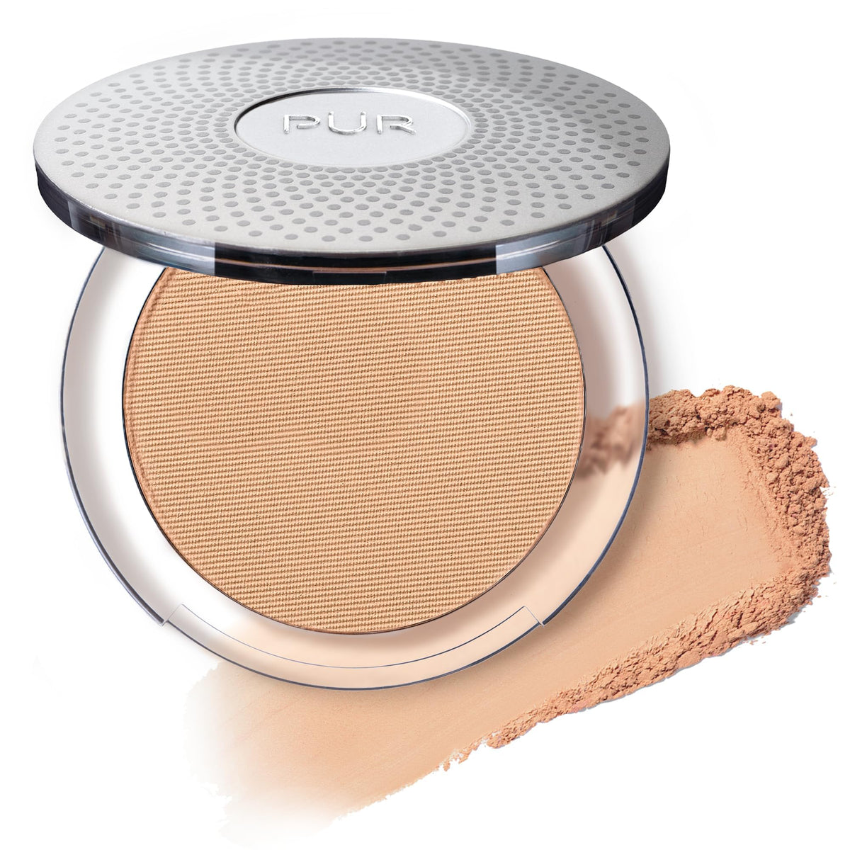 PÜR MINERALS compact front view showing palette and mirror for easy on-the-go use