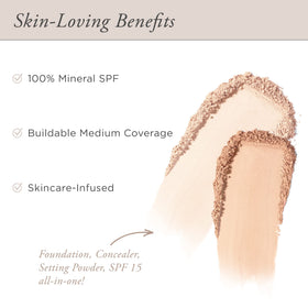 PÜR MINERALS open compact showing powder pan and applicator for quick touchups