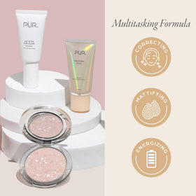 PÜR MINERALS compact open showing translucent mosaic powder for even mattifying