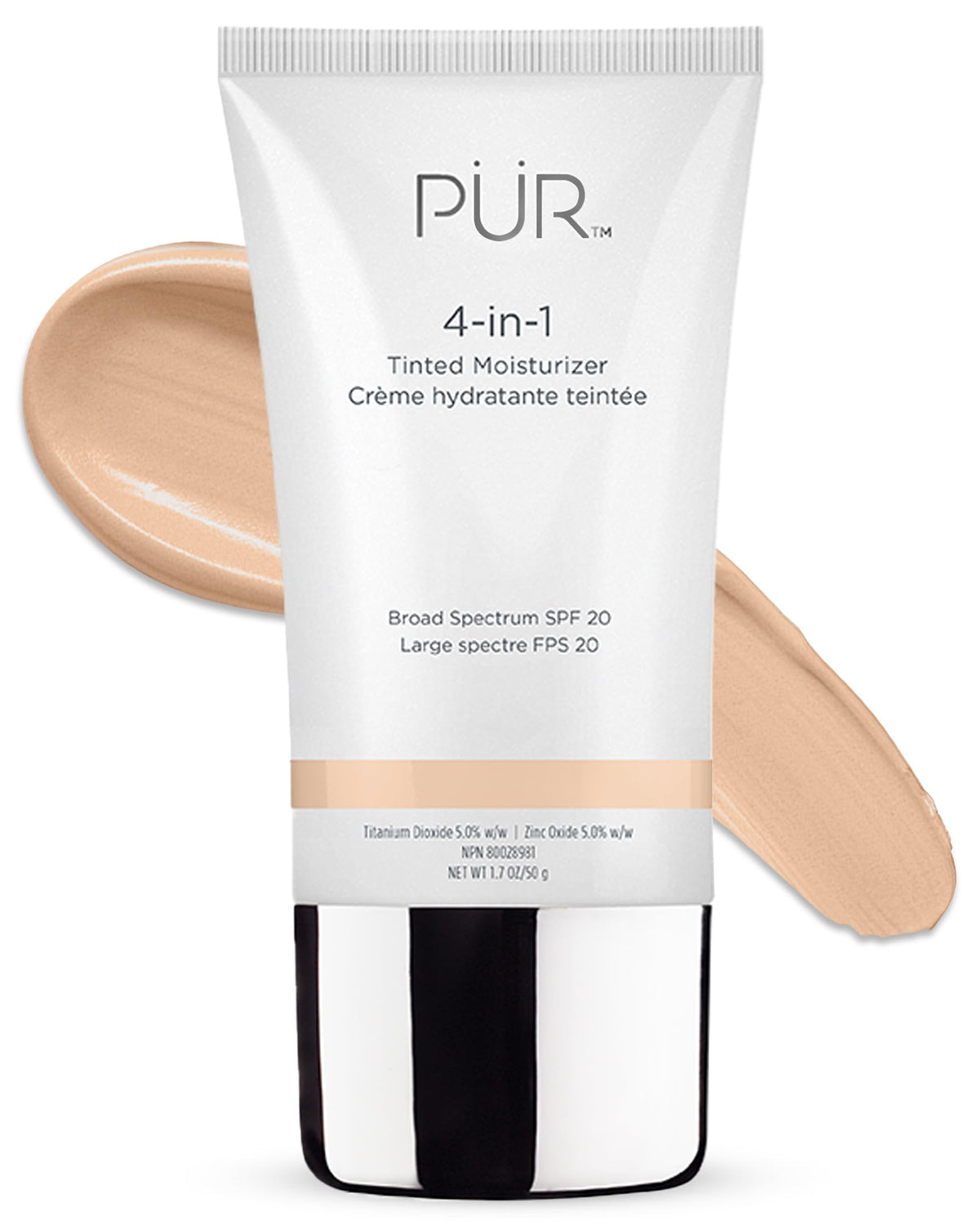 PÜR MINERALS front packaging showing Fair Ivory shade and SPF 20 benefit