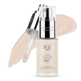 PÜR MINERALS front packaging showing bottle and label with product benefits