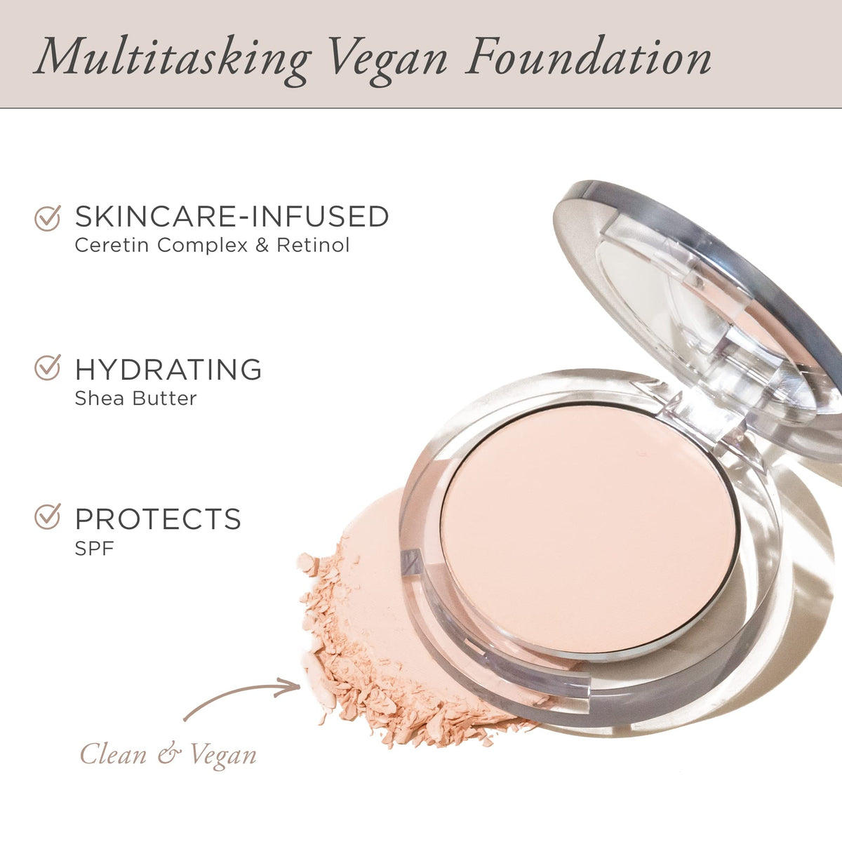 PÜR MINERALS closeup texture highlights fine milled powder for smooth coverage