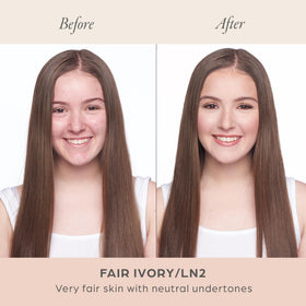 PÜR MINERALS pump dispensing foundation demonstrating easy all-over application