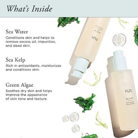 PÜR MINERALS foam on hand illustrating gentle effective cleansing