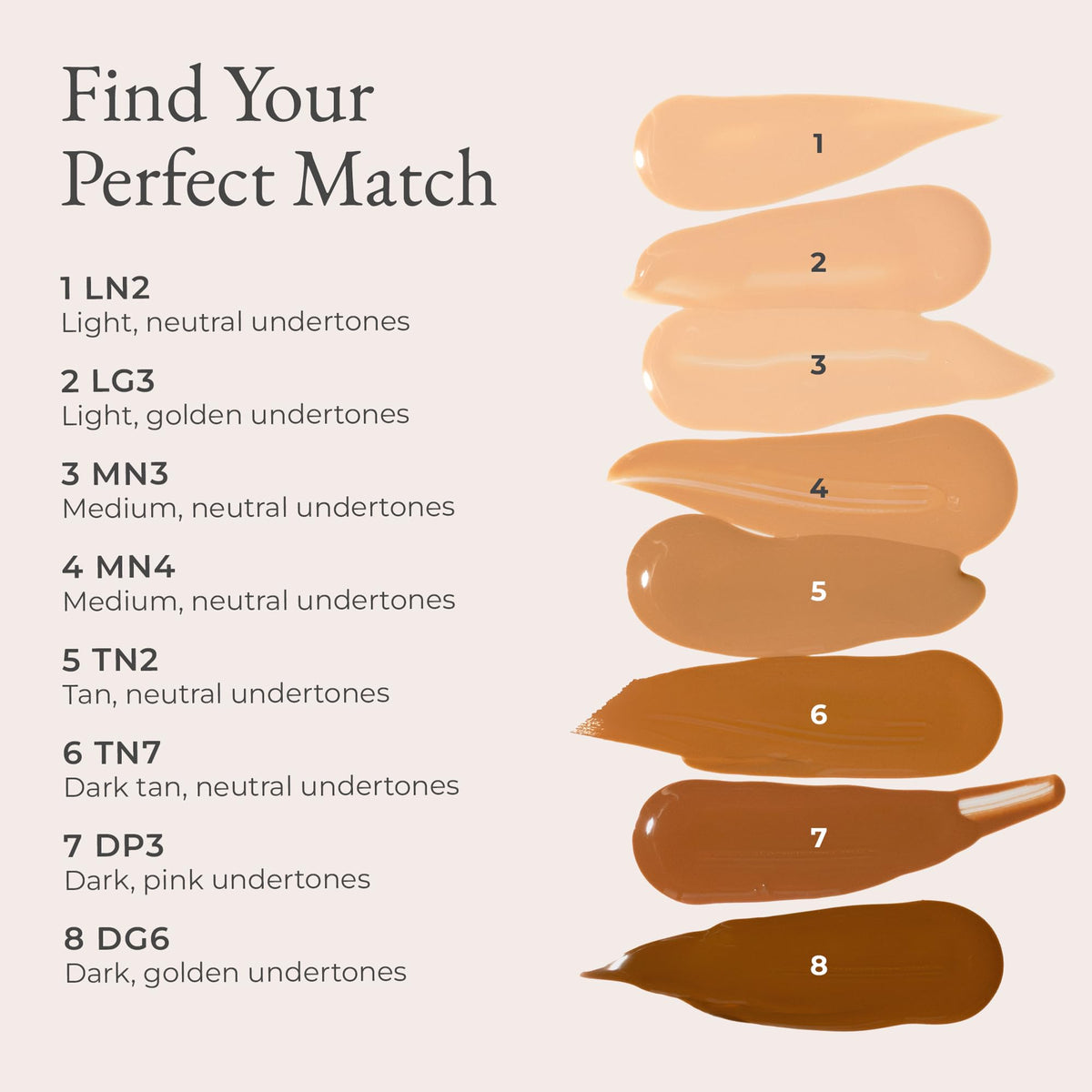 PÜR MINERALS shade card swatches including Bone LG3 for accurate color match