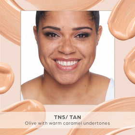 PÜR MINERALS swatch on arm demonstrating tan coverage and blendability