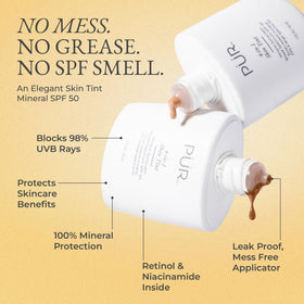 PÜR MINERALS texture close-up of lightweight skin tint showing blendable finish