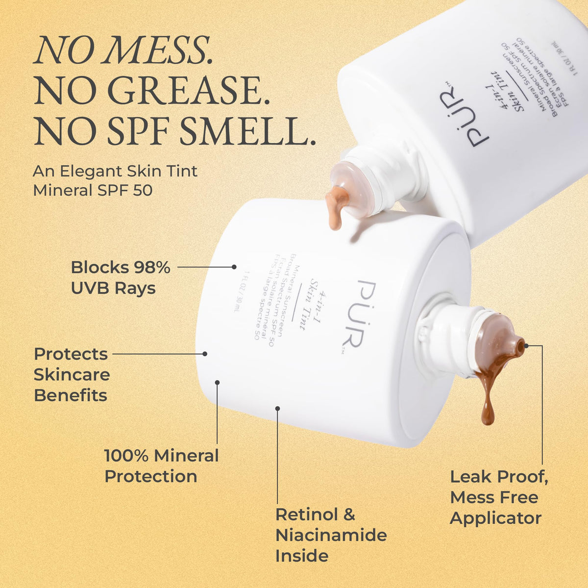 PÜR MINERALS texture close-up highlighting lightweight, hydrating formula benefit