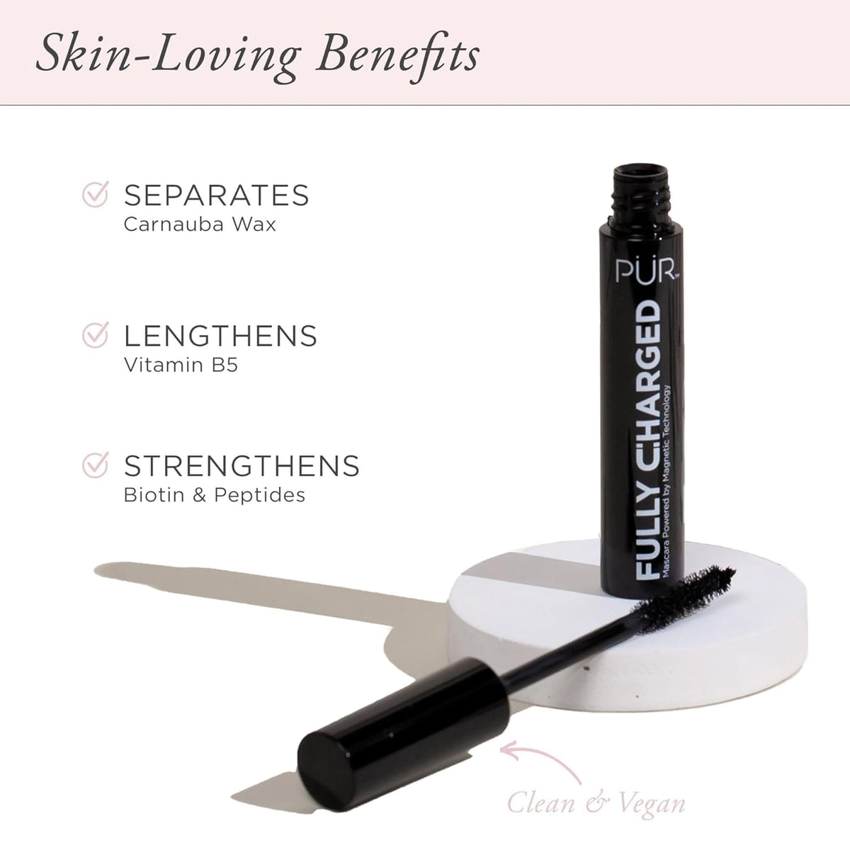 PÜR MINERALS formula coating texture close-up showing smooth lash coverage