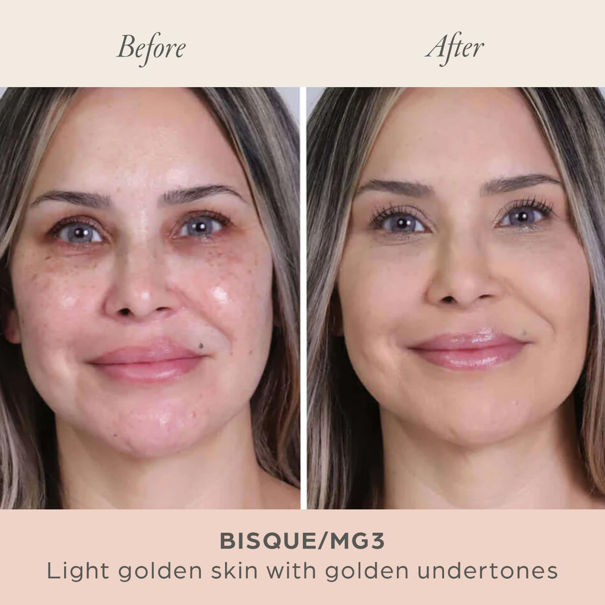 PÜR MINERALS texture swatch on skin illustrating blendable coverage and natural look