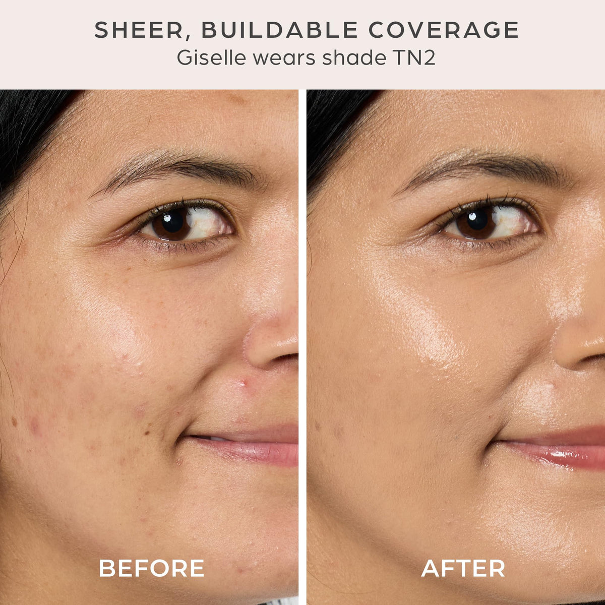 PÜR MINERALS pump close-up highlighting easy, mess-free dispensing