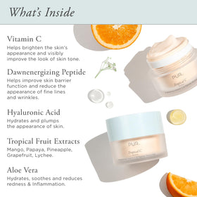 PÜR MINERALS tropical fruit extracts tableau emphasizing brightening botanical benefits