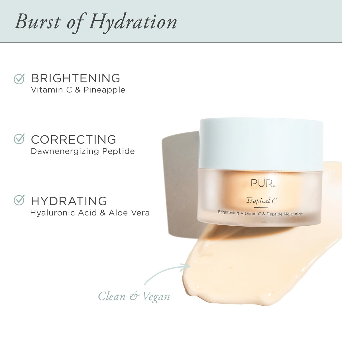 PÜR MINERALS detailed scoop showing creamy peach-tinted texture for easy application