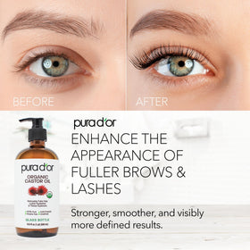 PURA D'OR lash application with spoolie for defined natural lashes