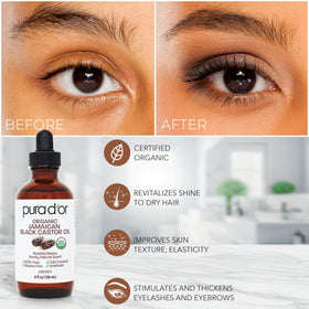 PURA D'OR applied with spoolie to lashes demonstrating gentle grooming