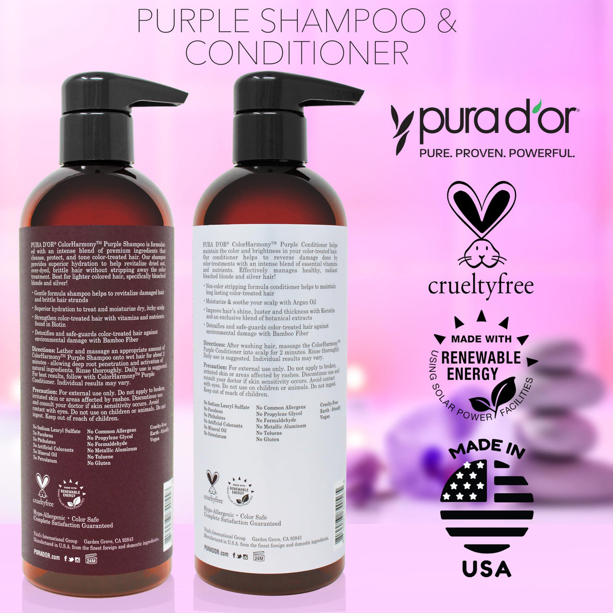 PURA D'OR ingredient label detail showing argan oil and keratin for nourishment benefit