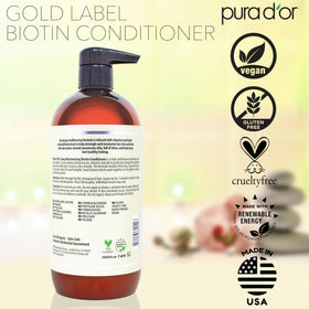 PURA D'OR conditioner on bathroom vanity showing real-use convenience