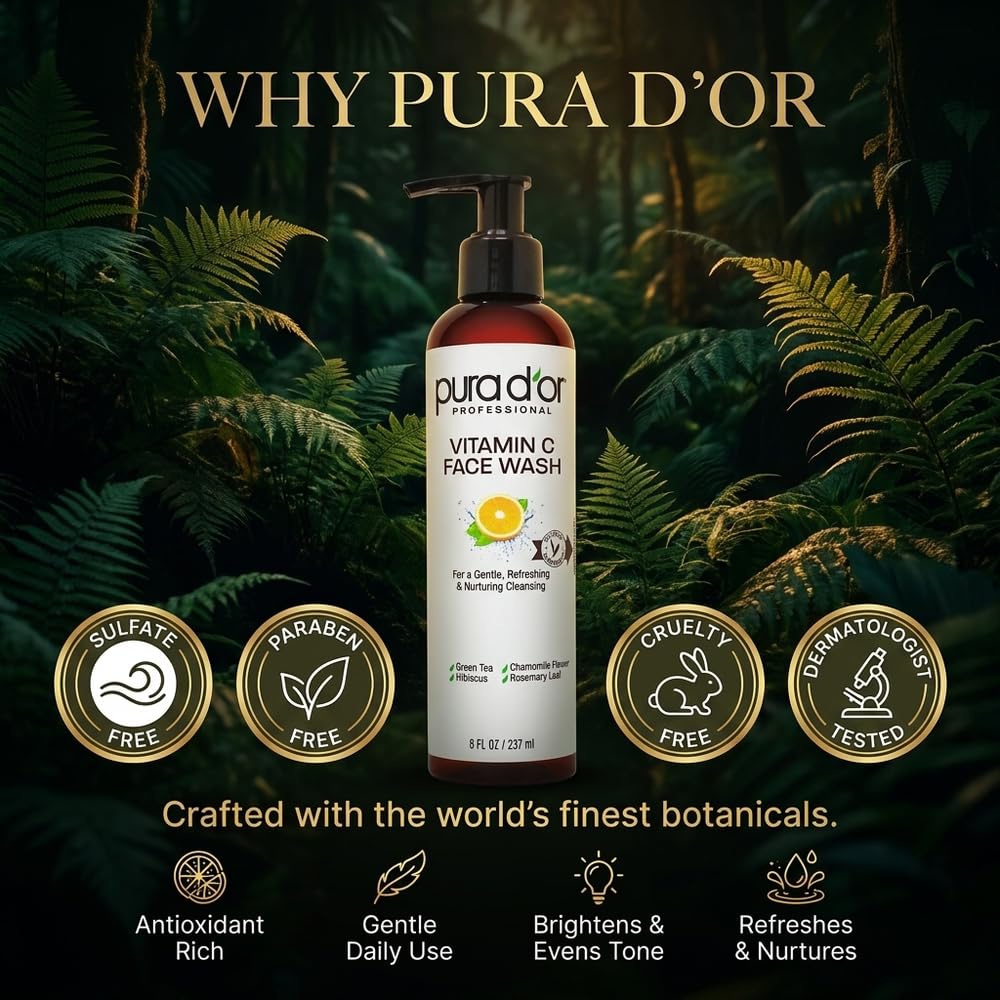 PURA D'OR product in use washing face for refreshed skin