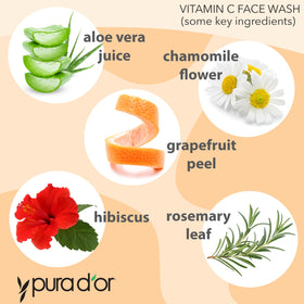 PURA D'OR pump dispensing cleanser into hand showing easy daily use and control
