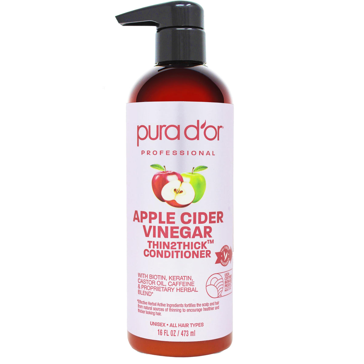 PURA D'OR front packaging 16 oz showing label and benefits