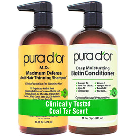 PURA D'OR front packaging showing both 16oz bottles and product benefits
