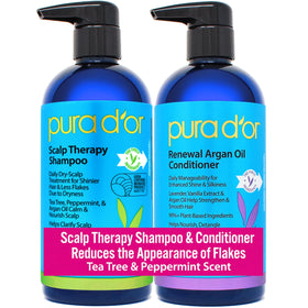 PURA D'OR front packaging showing the scalp therapy set and benefits