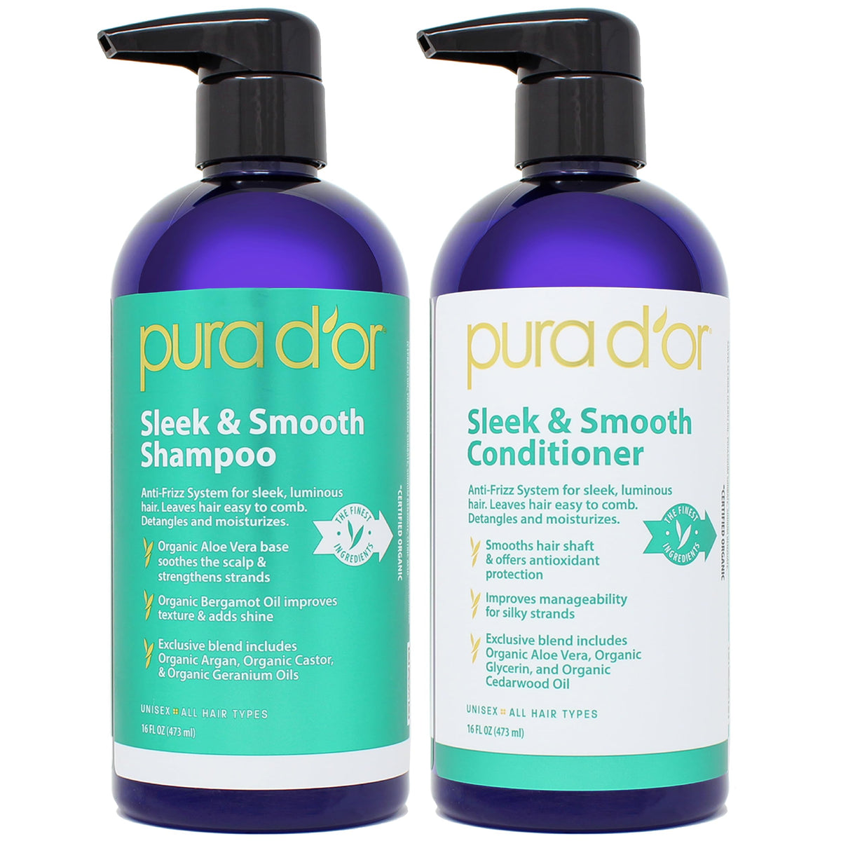 PURA D'OR front packaging showing the smooth hair set and benefits