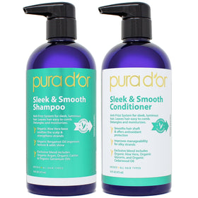 PURA D'OR front packaging showing the smooth hair set and benefits