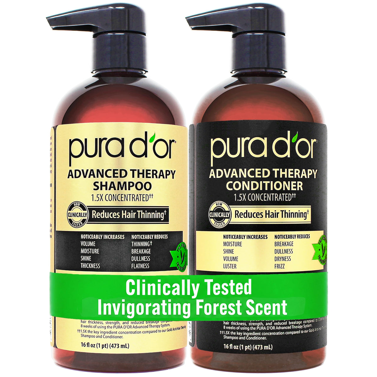 PURA D'OR front packaging showing duo and size, highlighting volume benefit