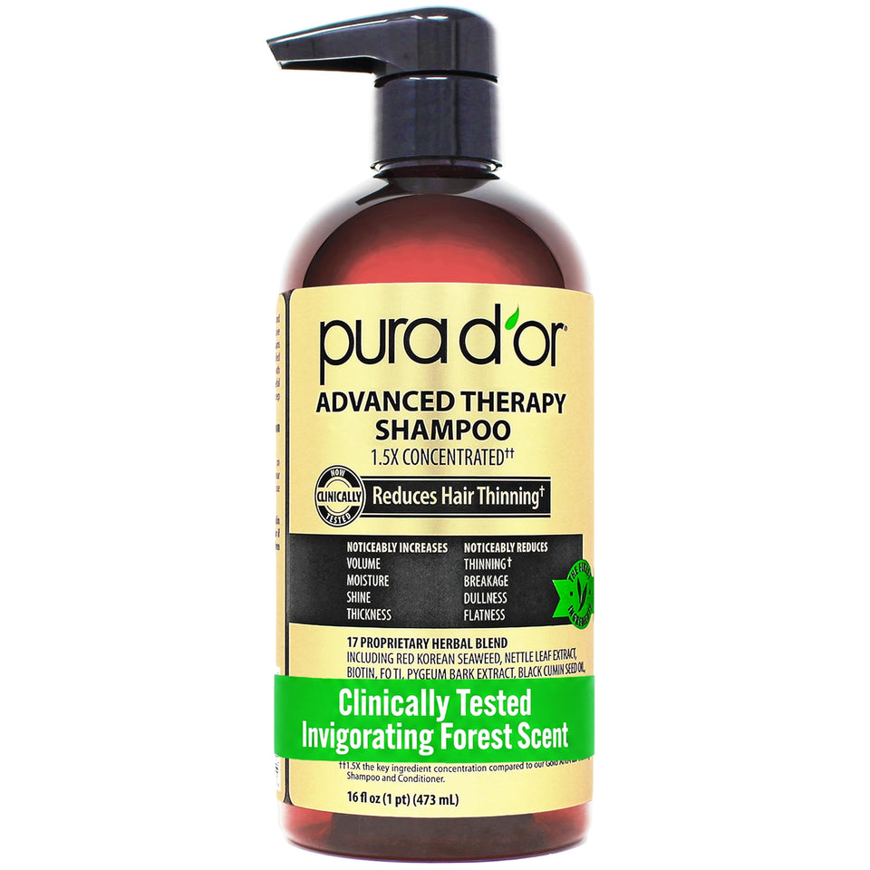 PURA D'OR front packaging showing bottle and branding, promotes fuller hair