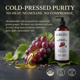 PURA D'OR label close-up highlighting USDA organic and hexane-free quality