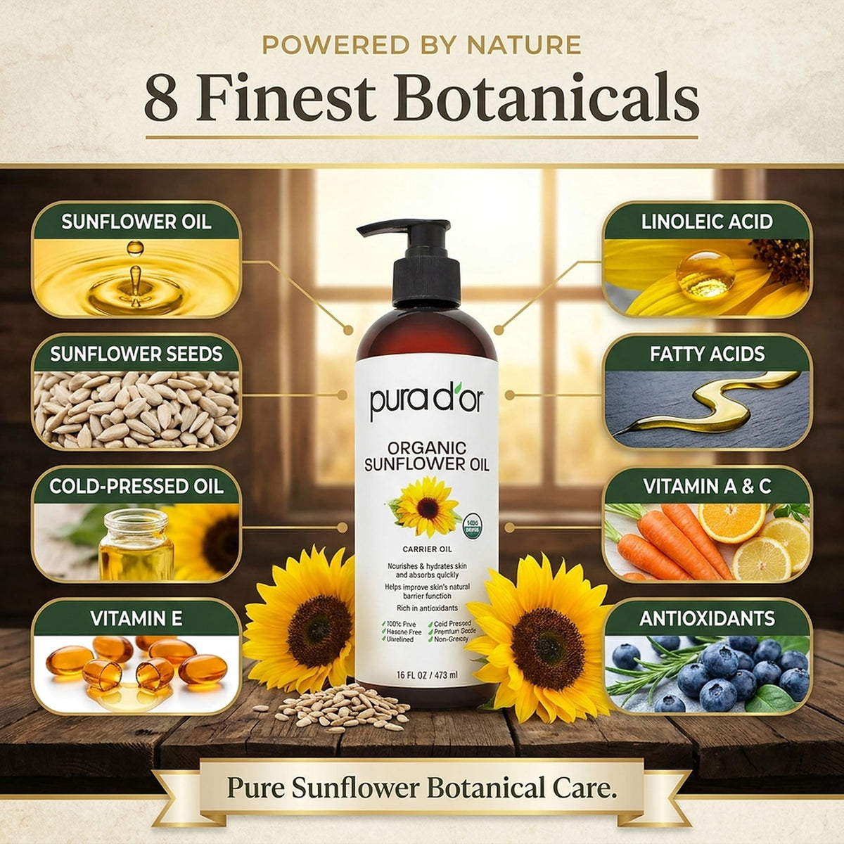 PURA D'OR oil applied to hair demonstrating conditioning and shine benefit