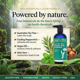 PURA D'OR shampoo in shower rinsing hair for refreshed scalp