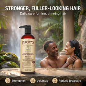 PURA D'OR in shower showing daily use and improved manageability