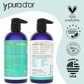 PURA D'OR in-use on wet hair demonstrating detangling and reduced frizz