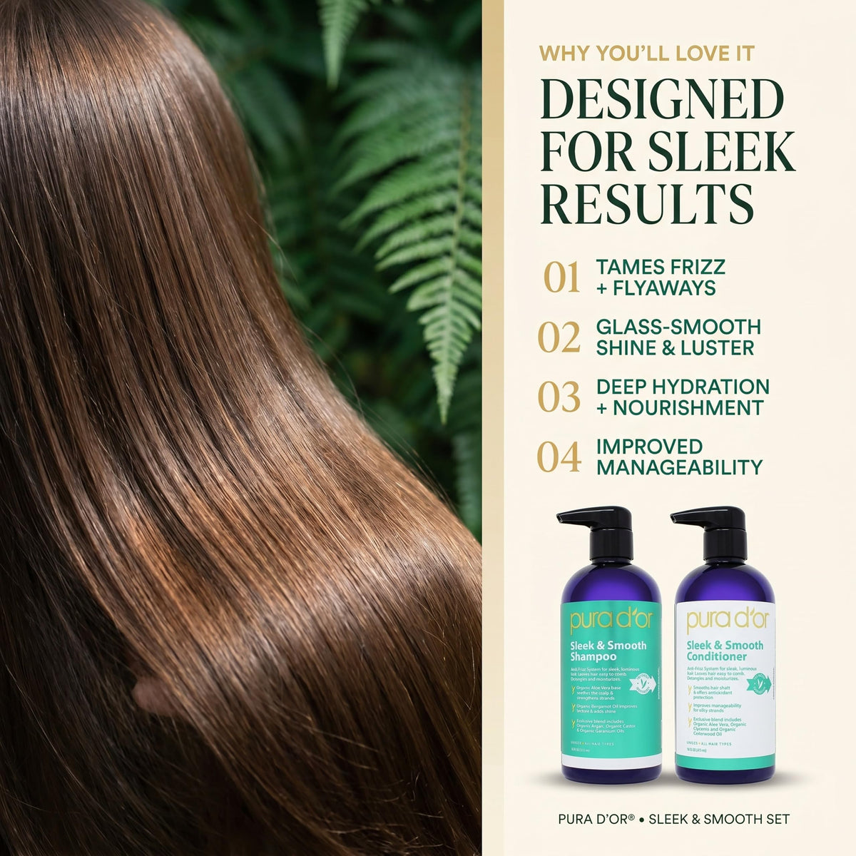 PURA D'OR ingredients arranged with aloe and oils highlighting natural benefit